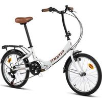 MOMA BIKES - Vélo de ville pliant - First Class - 20" - Blanc - Aluminium - SHIMANO - 6 Vitesses - Selle Comfort