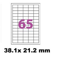 5 Planches de 65 étiquettes transparentes Mat 38.1 x 21.2 mm