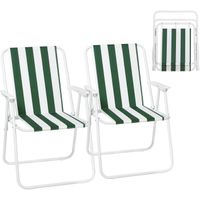 WOLTU 2x Chaise de Camping Pliante, Chaise Légère pour l'Extérieur, Chaise de Pêche avec Accoudoirs, Blanc+Vert W0ETT0112-2