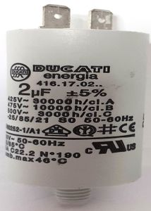 Condensateur Moteur 1µF 475V Ducati 416.17.71 B - Fil 35cm - 25x49mm - Pour Moteurs Électriques
