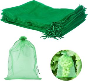 100 Sacs De Protection En Maille Pour Fruits - Réutilisables, Avec Cordon Serrage - 30x40 Cm - Pour Raisins, Pommes, Grenades...