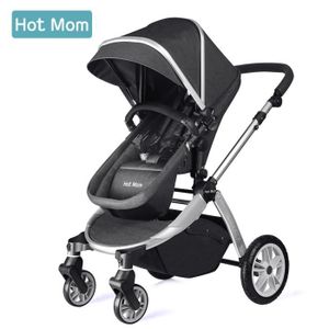 Chariot poussette Hot Mom 2018 combine avec nacelle et si/ège enfant 889 gris