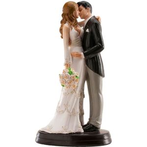 Figurine Jeune Mariés avec Chat Décoration Gâteau Mariage en Acrylique Noir 