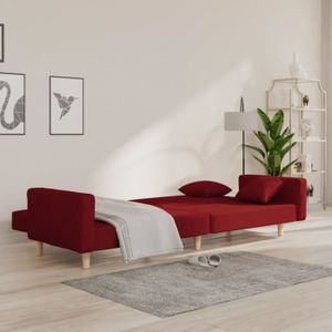 CANAPE CONVERTIBLE PAR Canapé-lit à 2 places avec deux oreillers roug