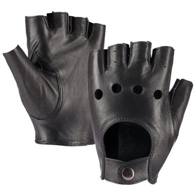 Gants En Simili-Cuir à Demi-Doigts – Antidérapants, Souples, Pour Moto, Vélo, Conduite (Noir, Taille Unique)