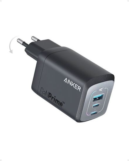 Anker Chargeur USB C 100W Prime GaN 3 Ports - Chargeur Mural Compact Pliable Pour MacBook IPhone Galaxy