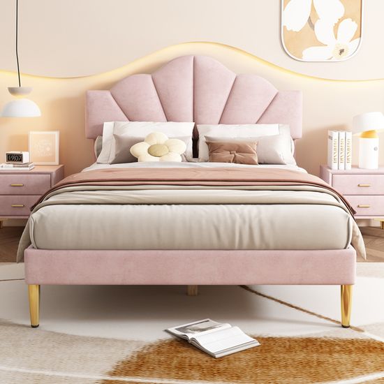 Lit Double Rembourré 140x200 - Tête De Lit Capitonnée, Sommier à Lattes, Style Bubble Moderne Beige - 10