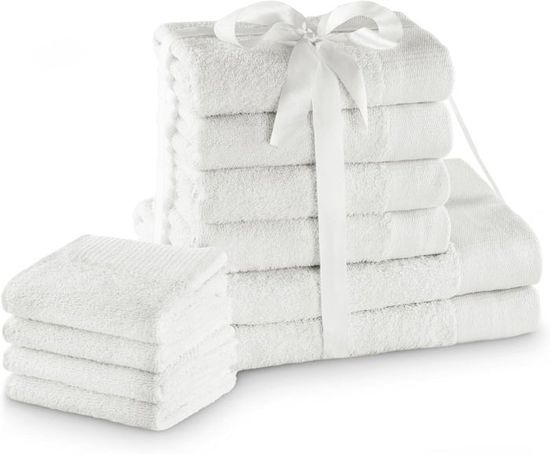 Set De 10 Petites Serviettes Invités ZOLLNER 30x30 Cm Coton Blanc - Lot Lingettes Cosmétiques