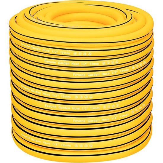 Tuyau D'Arrosage Professionnel KOTARBAU 30m - 4 Couches, Diamètre 1/2", Résistant Aux UV Et Gel - Vert/Jaune