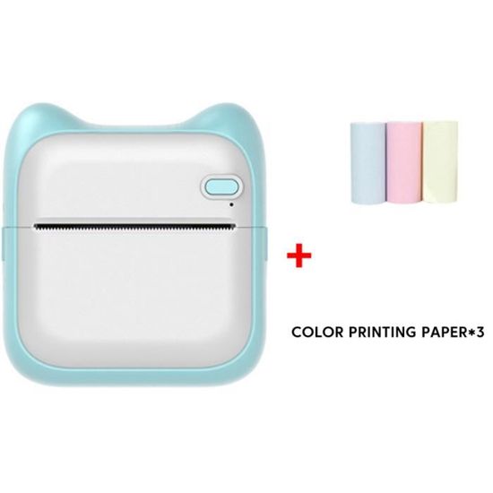 Mini Imprimante Photo Portable Thermique – Noir & Blanc – Compatible IOS/Android – Avec 11 Rouleaux + Accessoires – Cadeau Étudiant Parfait