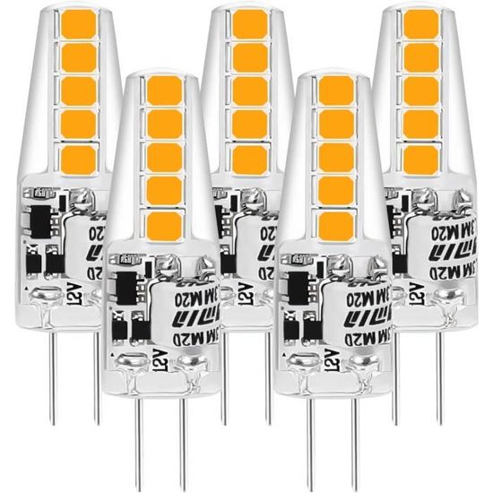 Ampoules Led G4 12V AcDc,Blanc Chaud 3000K 160Lm,1.3W Remplace Les