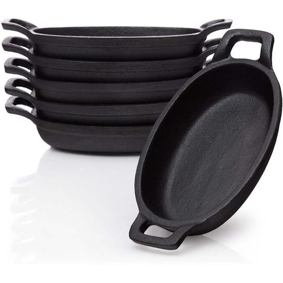 Lot De 6 Mini Cocottes En Fonte Avec Couvercle 250ml - BBQ-Nerd Pour Barbecue, Four, Cuisinière - Idéales Camping & Restauration