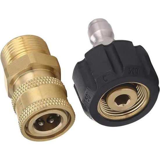 Kit d'adaptateur pour nettoyeur haute pression, Kit de raccord à connexion rapide en laiton M22 15mm et M22 14mm à 3/8 pour pistolet et tuyau de laveuse haute pression Kit d'adaptateur pour nettoyeur haute pression, Kit de raccord à connexion rapide en laiton M22 15mm et M22 14mm à 3/8 pour pistolet et tuyau de laveuse haute pression