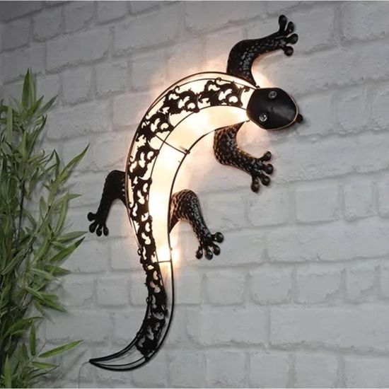 HI Applique de jardin solaire LED en forme de gecko