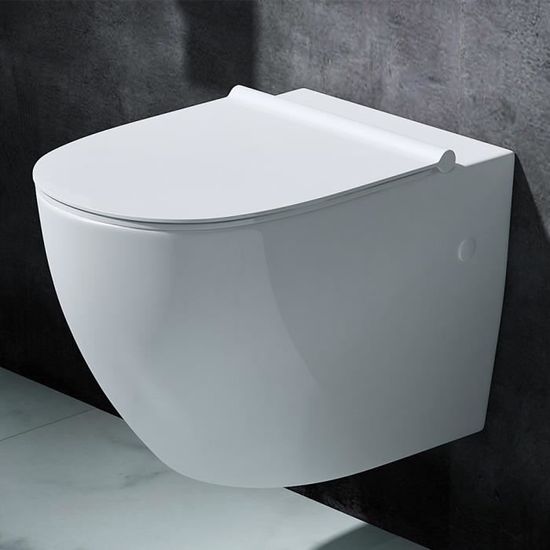 WC suspendu blanc céramique Sogood Aix502 toilette abattant silencieux avec frein de chute   35,5x56x40cm