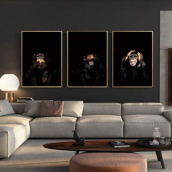 Tableau Toile Gorille Portrait 125x70 Cm - Impression Moderne, Déco Murale Africaine, Neuf ARTTOR