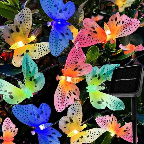 Dww-papillon Guirlande Lumineuse Exterieur Solaire Led Pile Etanche 4 Mtre  12 Led 2 Modes Dcorative Pour Jardin Terrasse Maison Nol Pques Fte Patio B