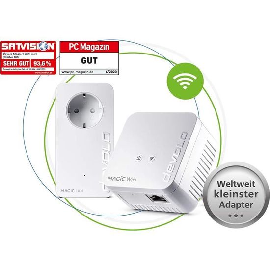 Devolo Magic 1 Wifi Mini Leuchtet Rot Devolo Magic 1 WiFi mini Kit de demarrage Powerline compact pour une