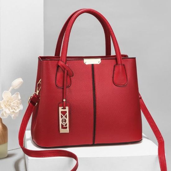 Sac à Main Bandoulière En Cuir PU Rouge - Grande Capacité 32x28x12cm - Neuf Avec étiquettes