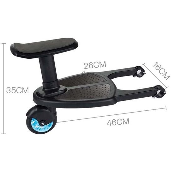 Planche Poussette Universelle Avec Siège - Réglable, Pour Enfant 2-6 Ans (25kg), Compatible 99% Poussettes