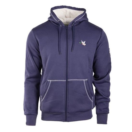 Sweat hoodie zip fourre Homme CHEVIGNON Bleu fonce Cdiscount Pret a Porter