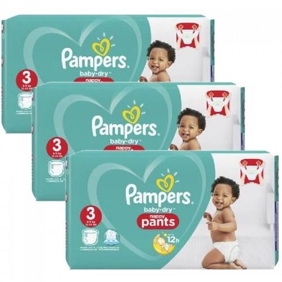 182 Couches Pampers Baby Dry Pants taille 3