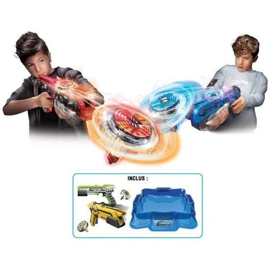Silverlit – Spinner Mad Deluxe Pack – 2 Joueurs – 2 Blasters, 2 Toupies LED, 1 Arène – Combat De Toupies – Dès 5 Ans