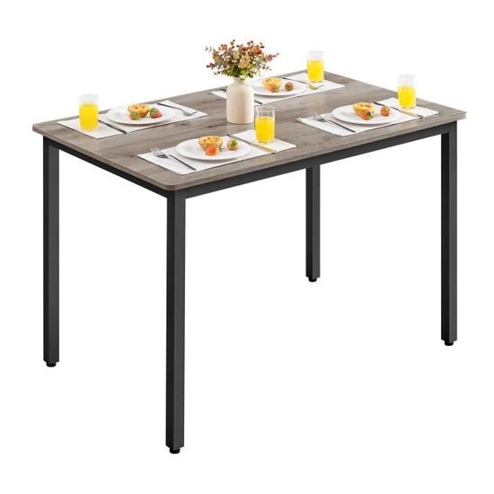 Table à Manger 4 Personnes Relaxdays - 110x60 Cm, Plateau Chêne, Piètement Fer Noir, Charge 80 Kg - 4