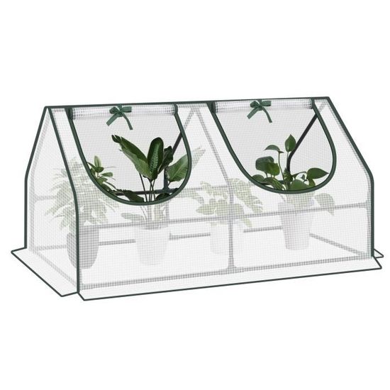 Mini-serre De Jardin Outsunny - 3 Fenêtres, étanche, Anti-UV, Taille 4x1x0.8m, Idéale Pour Légumes & Plantes - 3