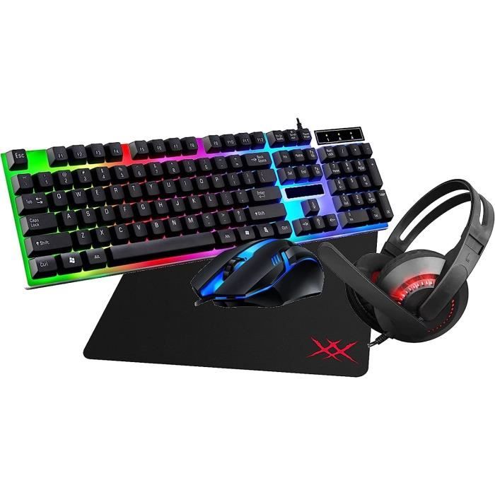 Clavier Français AZERTY et Souris Silencieuse sans Fil - Compatible