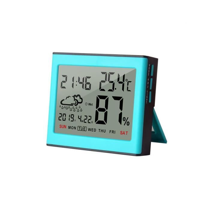Thermomètre Hygromètre Intérieur/Extérieur - Écran Tactile Rond LCD - Mesure Température Et Humidité - UD02 Rouge