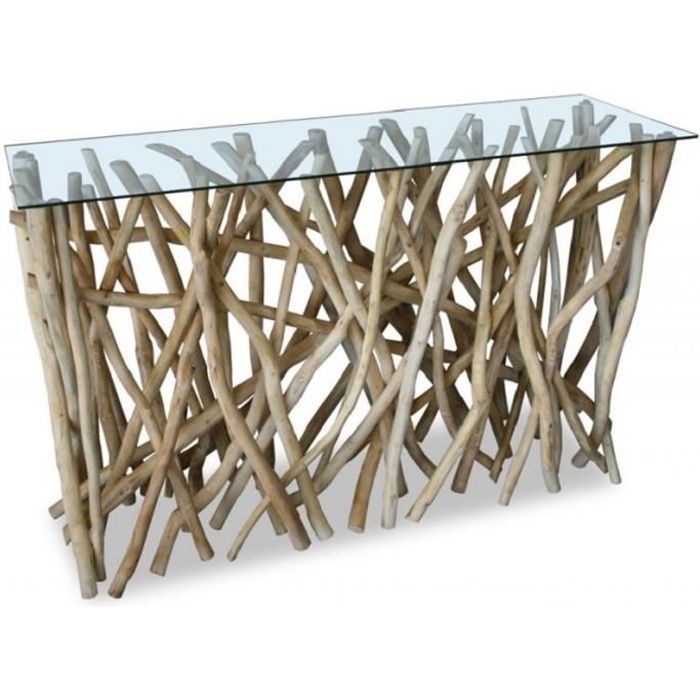 Console Design En Bois Flotte Teck 77 X120cm Achat Vente