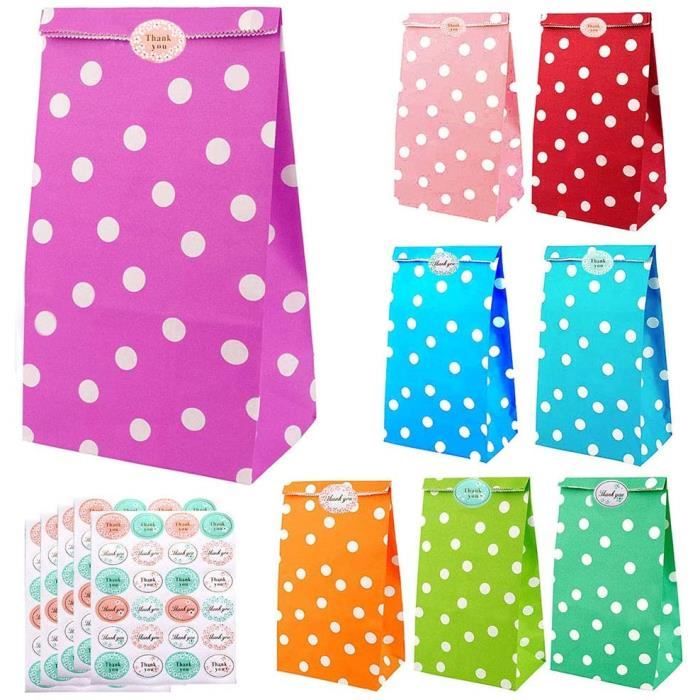 Sachet Bonbon Anniversaire en Papier Kraft 36Pcs Multicolore Pochette de Cadeau pour Biscuit Noix Chocolat Cadeaux de Noël Mariage