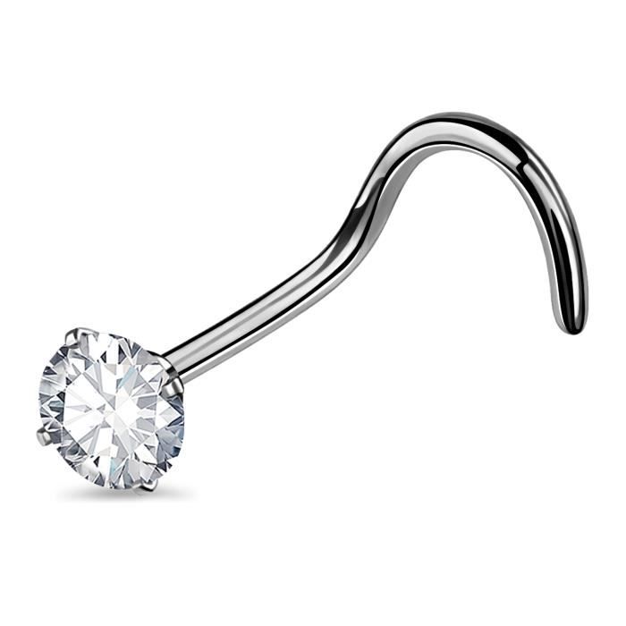 OUFER 20G Piercing de Nez en Titane G23, Zircone Cubique 3mm, Bijoux pour Piercing aux Narine Nez Percing Stud, Bijou de Corps