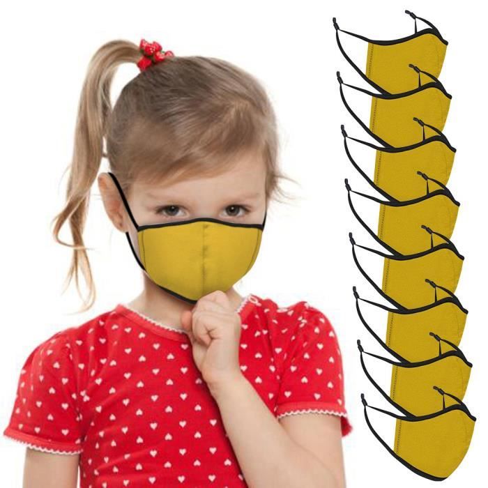 La Couture Pure De Couleur Des Enfants A Lavé Et Réutilisé Le Masque 8Pcs Pour Garçons Filles --FLZ200815008YEYU3227
