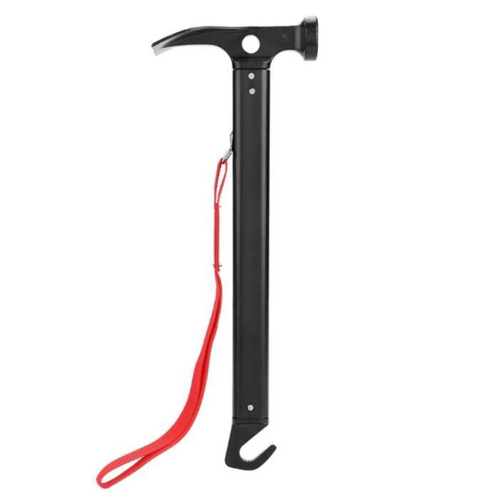 Maillet Marteau Multifonction pour Piquets de Tente Accessoire de Camping Randonné (Noir)