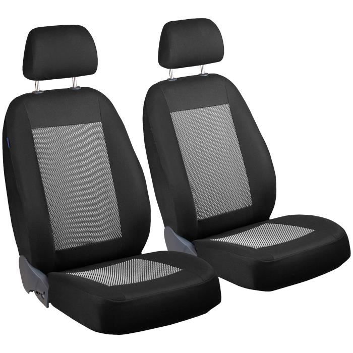 HOUSSES DE SIEGE POUR CITROEN C4 - Housses Avant - Premium Noir Blanc Traits