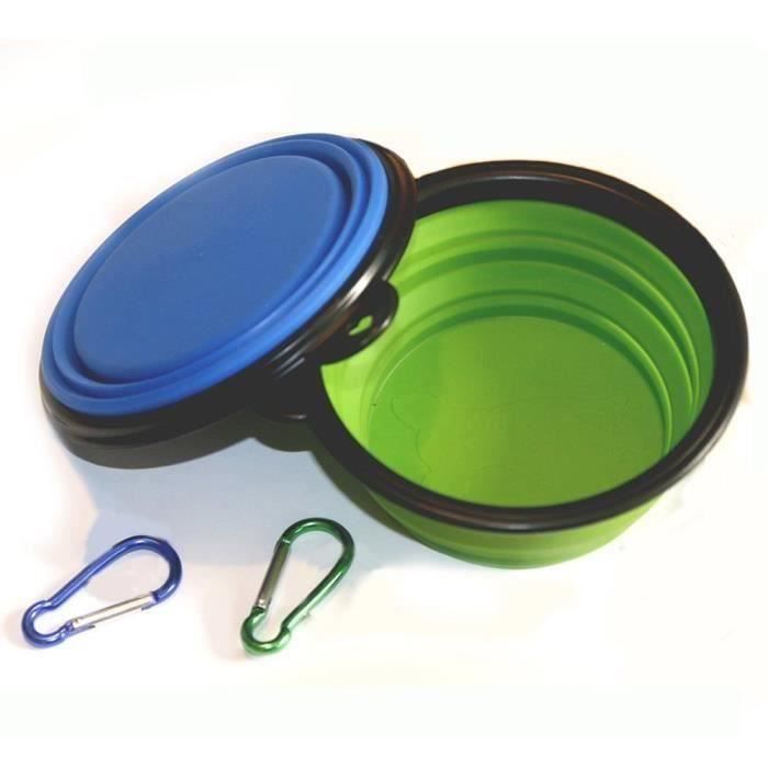 L4739 Gamelle pour Chien, Lot de 2 Pliable Extensible Bol pour Chien Chat Silicone BPA Approuvé par la FDA Eau Nourriture pour Ani