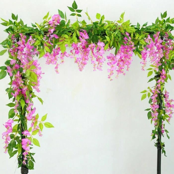 Guirlande de glycine artificielle 2x7 pieds, plantes de feuillage, fleurs traînées, décor extérieur pour maison, bureau, ES15848