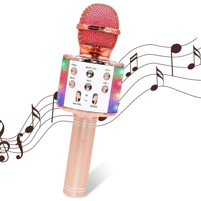 Microphone karaoké, Zanfee 4 en 1 sans fil Bluetooth karaoké avec lumières LED, machine de karaoké portable pour enfants, filles, ad