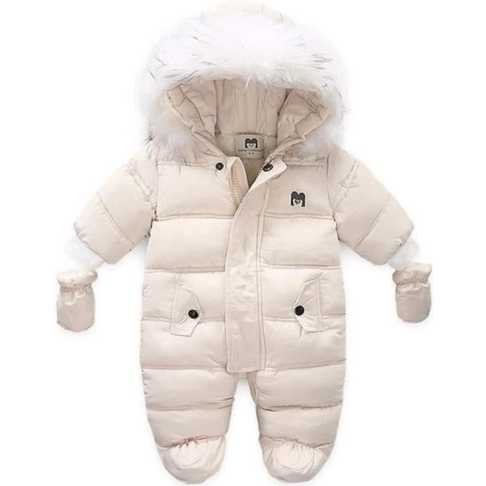 Combinaison de Neige pour Bébé Barboteuse en Polaire d'hiver Grenouillère Pyjama Épaissie Vêtements de Nuit à Capuche