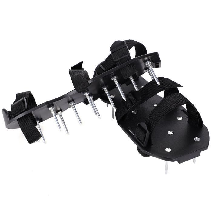 1 paire de sandales d'aérateur de pelouse chaussures à pointes d'herbe résistantes avec outil de jardin à boucle (3 sangles) -QUT