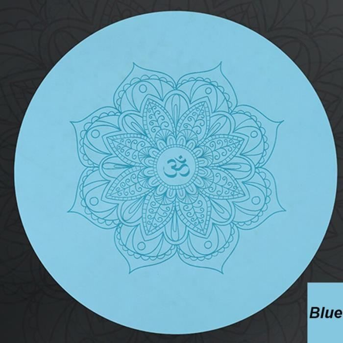 Tapis de sol,Tapis de méditation de Yoga rond, élégant coussin en PU et caoutchouc naturel écologique pour les amoureux - Type Blue