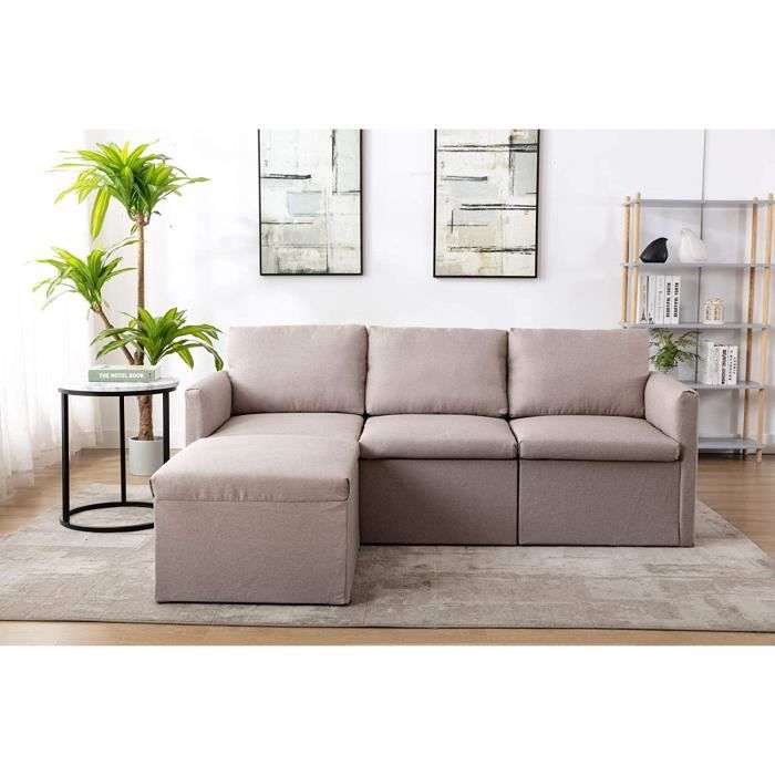 Canap 3 places avec housse imitation lin Canap dangle idal pour les petits appartements les chambres dhtes les cha72