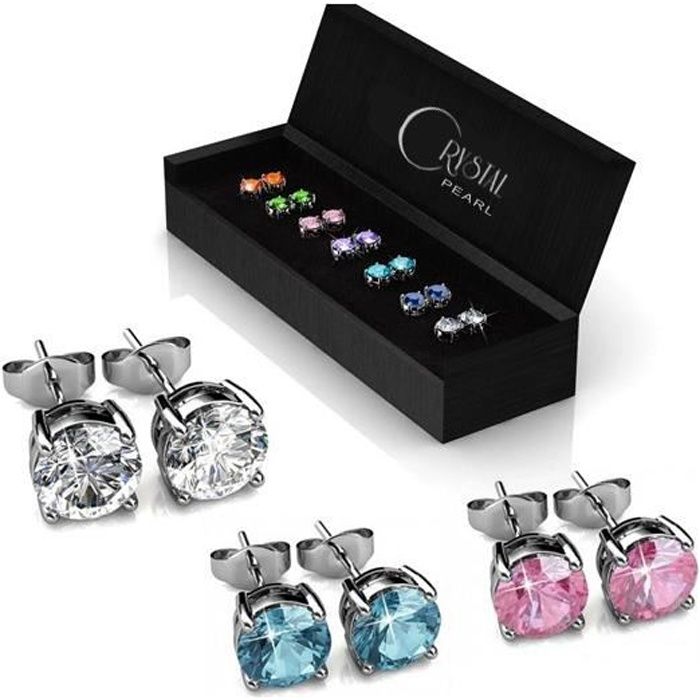Pack de 7 paires de Boucles d'Oreilles en Cristal de Swarovski Elements
