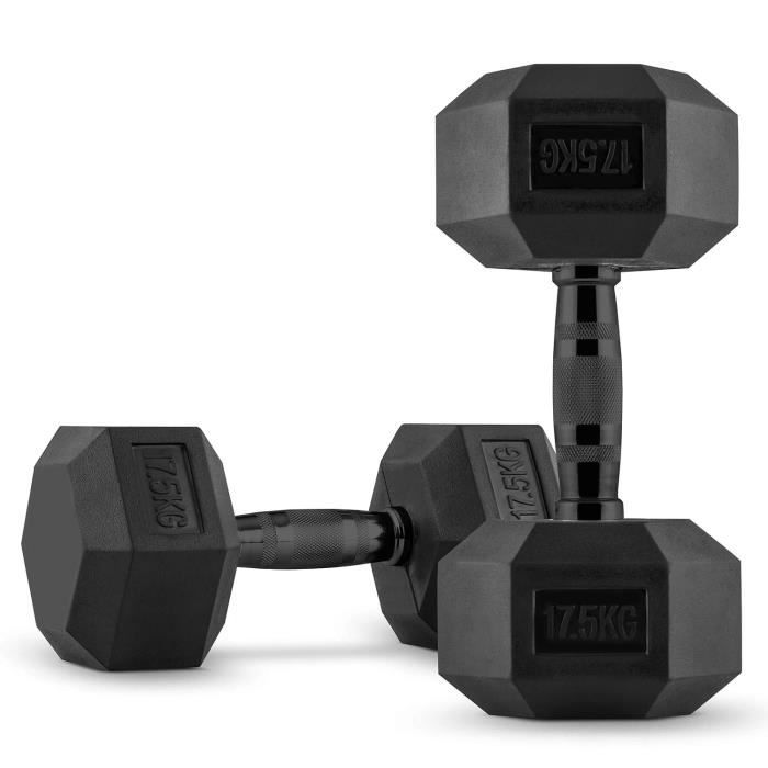 CAPITAL SPORTS Hexbell Dumbbell Paire d'haltères courts pour musculation , fitness , bodybuilding...- 2 x 17,5 kg
