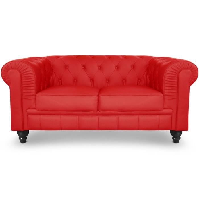 Canapé 2 places Chesterfield Rouge
