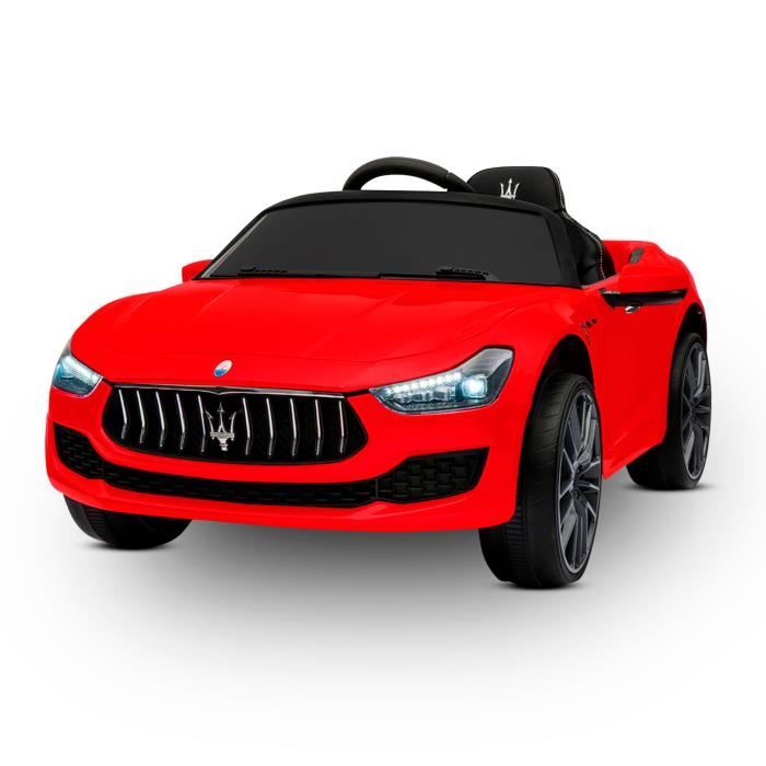 Maserati Ghibli Voiture Electrique pour Enfant Rouge (2 x 25W), Marche avant et arrière, Phares fonctionnels, Musique, Klaxon, Ceint
