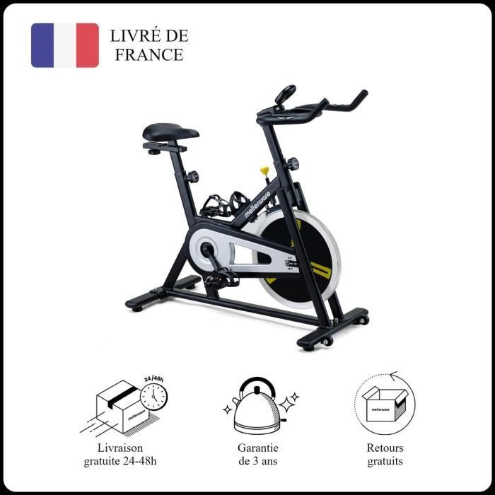 Mellerware - Vélo d'exercice d'appartement Loopy! Track - Disque inertiel 16kg - Résistance réglable - Selle et guidon réglables