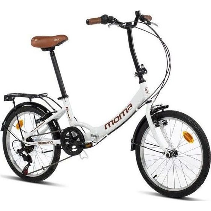 MOMA BIKES - Vélo de ville pliant - First Class - 20- - Blanc - Aluminium - SHIMANO - 6 Vitesses - Selle Comfort